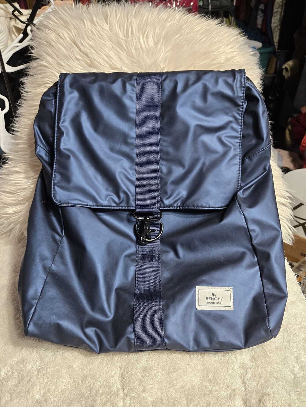 Blue Retro Backpack Bench Carry Ons Blue